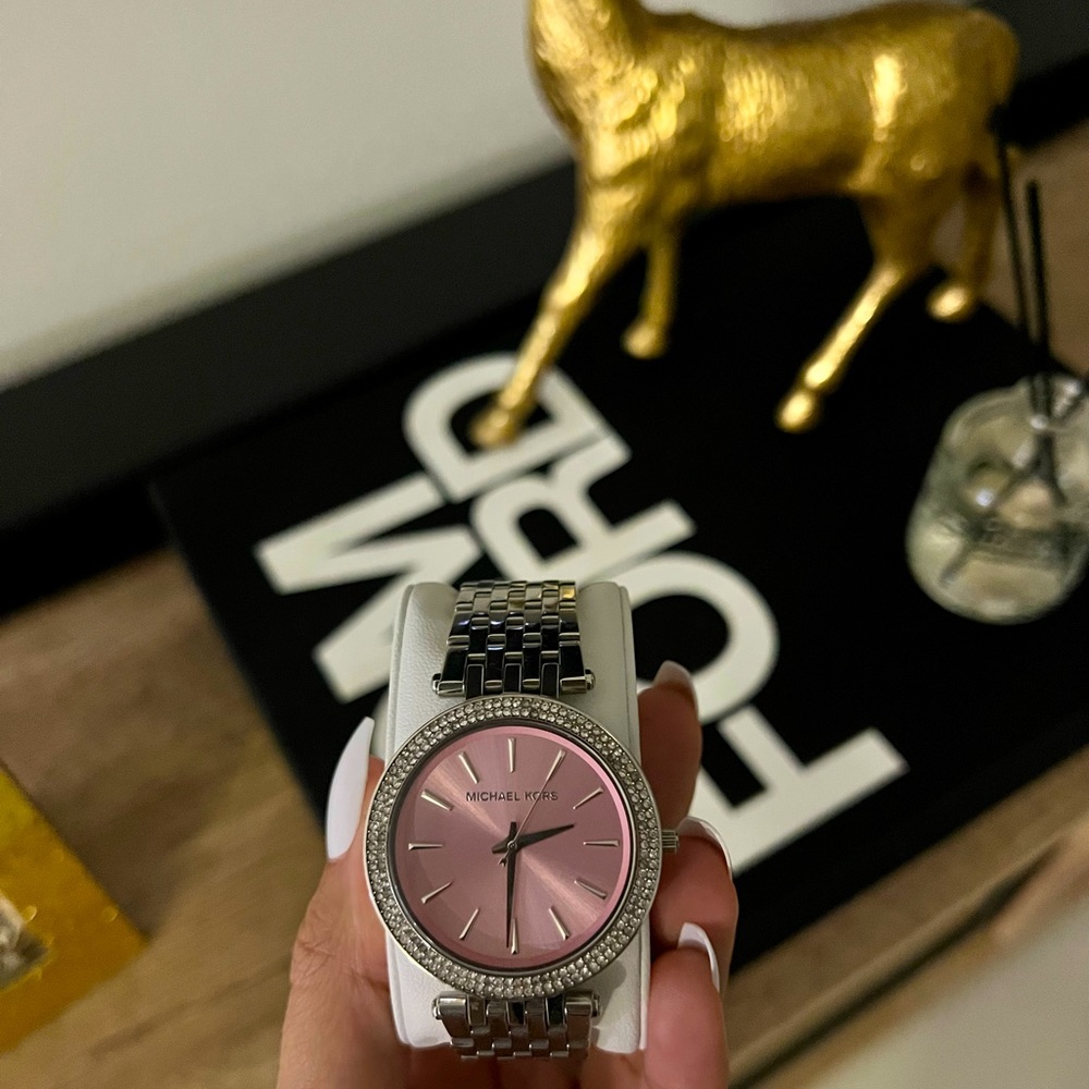 Authentic silver and pink Michael Kors Watch